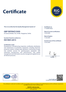 ISO 9001 certificate