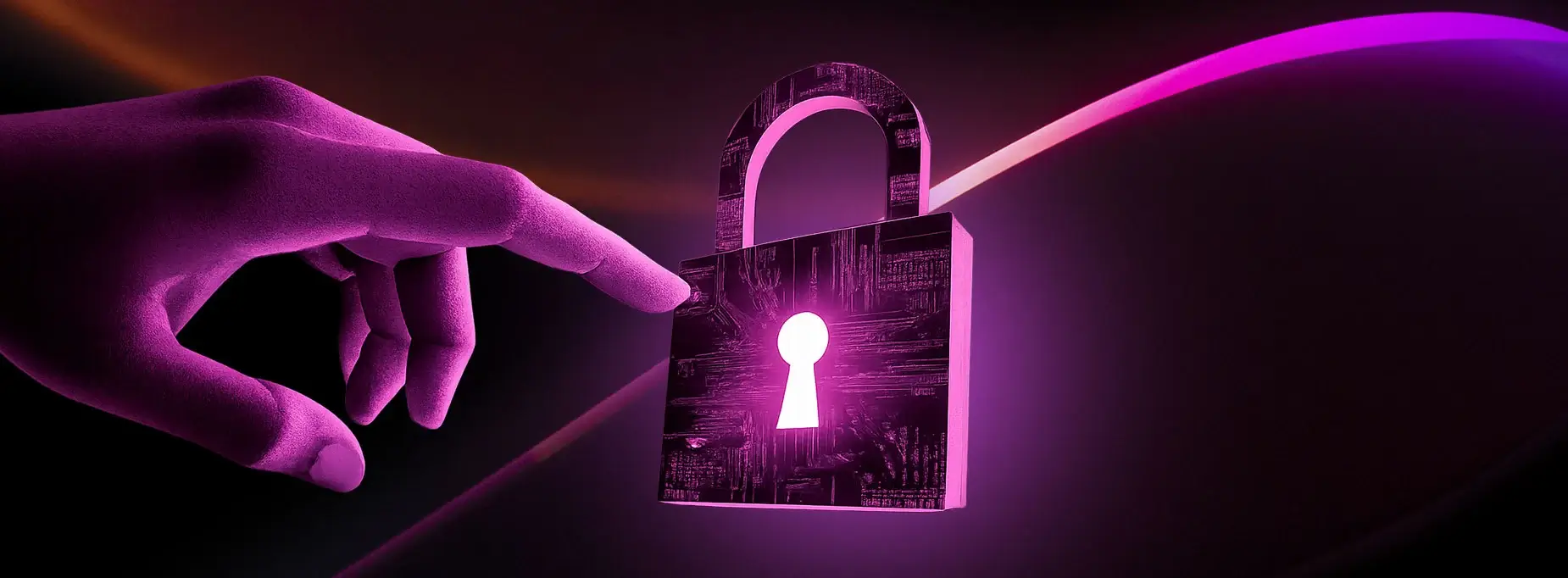 A hand reaching for a digital padlock